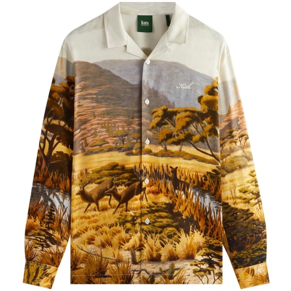 Kith For AMNH Landscape Long-Sleeve Camp Collar Shirt 'White'